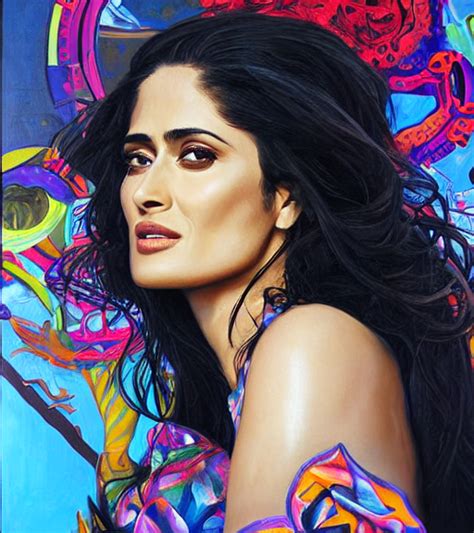 Krea Beautiful Painting Of Salma Hayek By Dariusz Zawadski