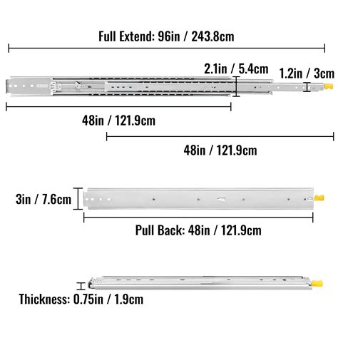 Vevor Kg Locking Drawer Slides Mm Extension Heavy Duty