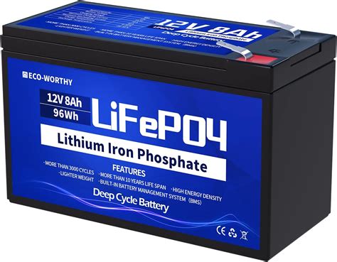 Eco Worthy V Ah Rechargeable Lifepo Lithium Iron Phosphate Battery