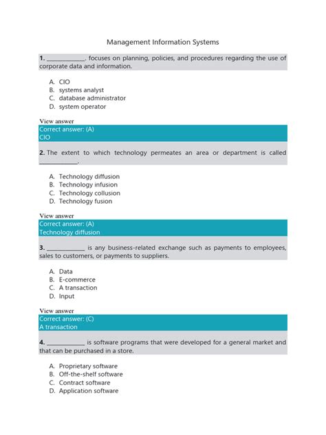 Management Information Systems MCQ 1-30 | PDF