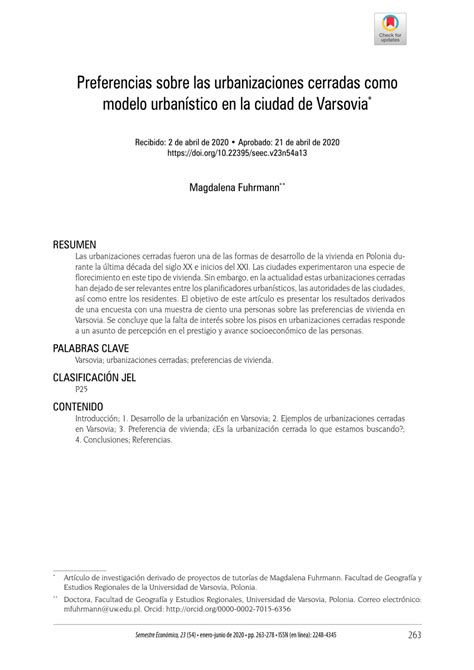 PDF Preferencias Sobre Las Urbanizaciones Cerradas Como Modelo