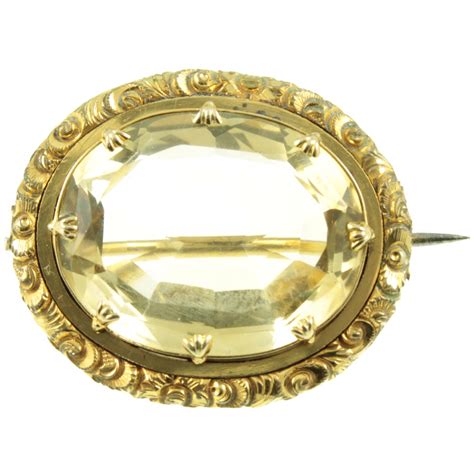 Victorian Pinchbeck Citrine Brooch