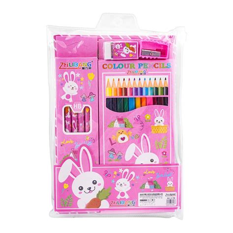 Buy Stationery Set With Drawing Book & Art Accessories, Pink, E-706 ...