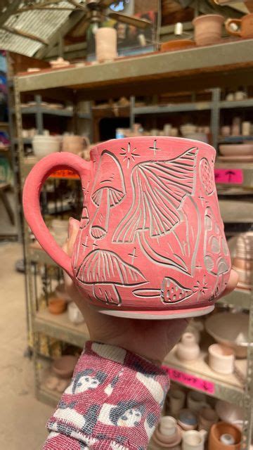 Anna Ceramic Artist On Instagram Carving A Mushroom Motif Mug