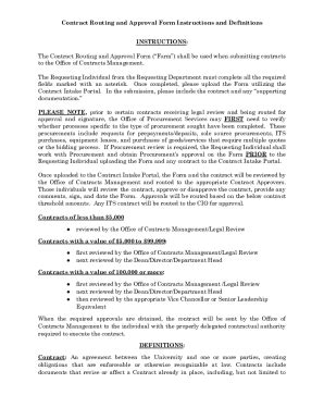 Fillable Online INSTRUCTIONS For Contract Routing And Approval Form Fax