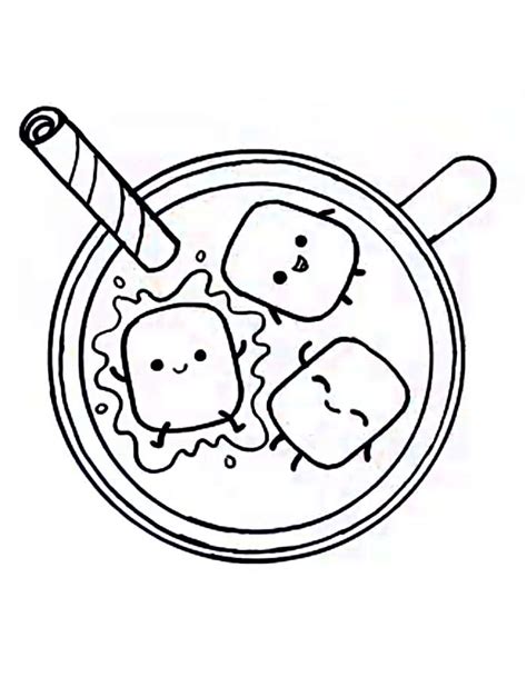 Marshmallows In Hot Chocolate Coloring Page