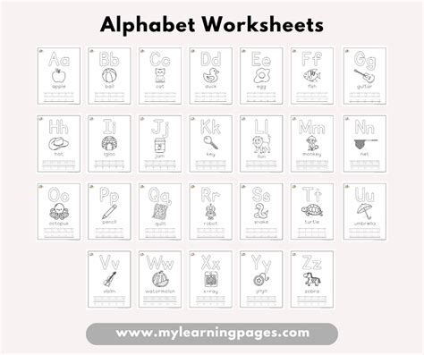 ALPHABET WORKSHEETS – My Learning Pages