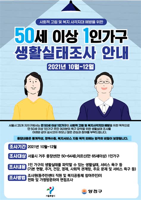 양천구 50세 이상 주거 취약 1인 가구 찾습니다