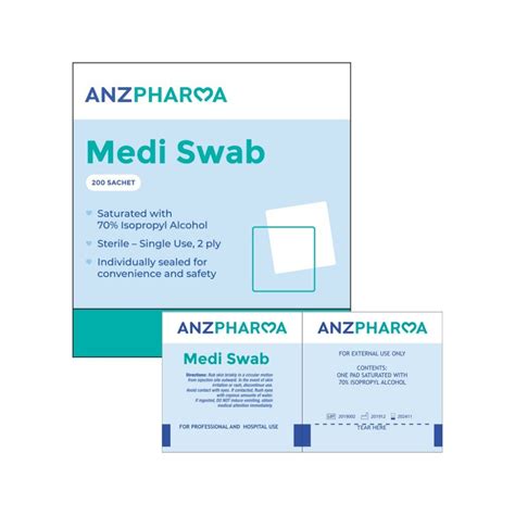 Medi Swab 70 Isopropyl Alcohol 200 Sachets Alcohol Swabs