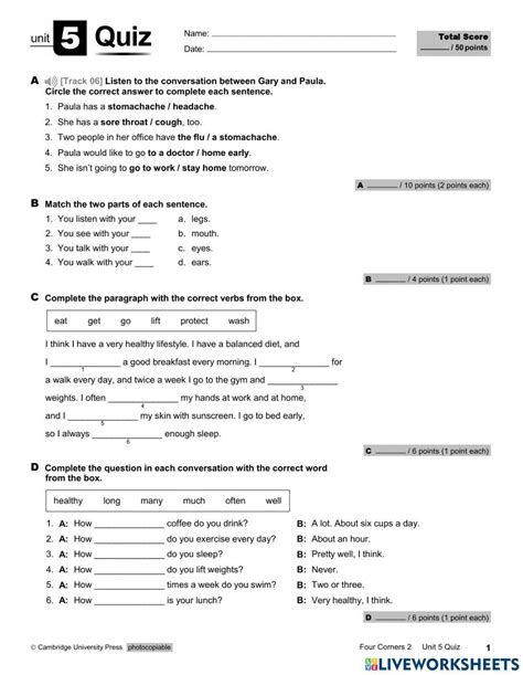 Unit 5 Quiz Online Exercise For Live Worksheets