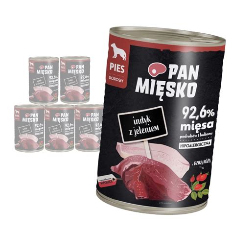 Pan Mięsko Indyk z Jeleniem 6x400g Mokra Karma Dla Psów Dorosłych na