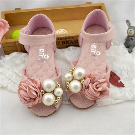 Exquisite fashion cute children Pearl flower sandals 2019 summer new Korean version girls ...