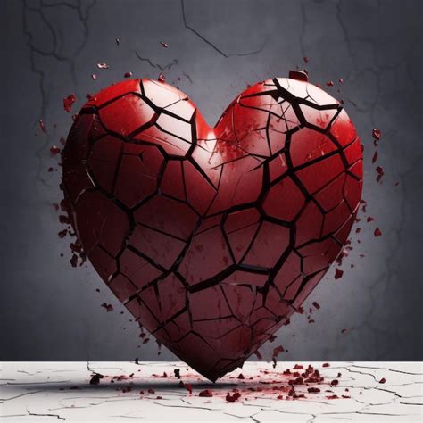 Premium Photo Surrealistic Distortions Cracked Red Heart On Grey