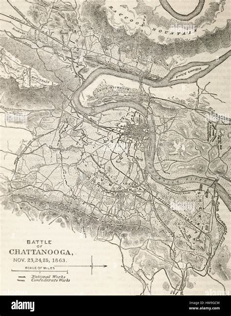 Map Of Battle Of Chattanooga November 23 24 25 1863 Stock Photo Alamy