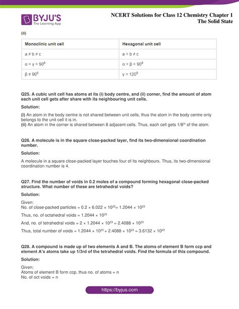 NCERT Solutions For Class 12 Chemistry Chapter 1 The Solid State