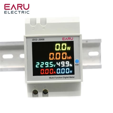 Din Rail Digital Voltmeter Current Power Wattmeter Electric Energy KWh