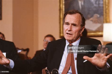 President George Hw Bush Speaks In The Roosevelt Room 1992 In