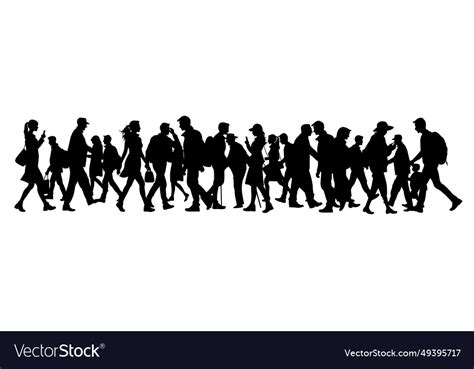 People Walking On Street Silhouette Royalty Free Vector