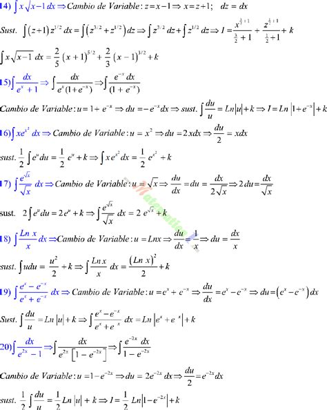 Integraci N Por Sustituci N Basica Ejercicios Resueltos Pdf