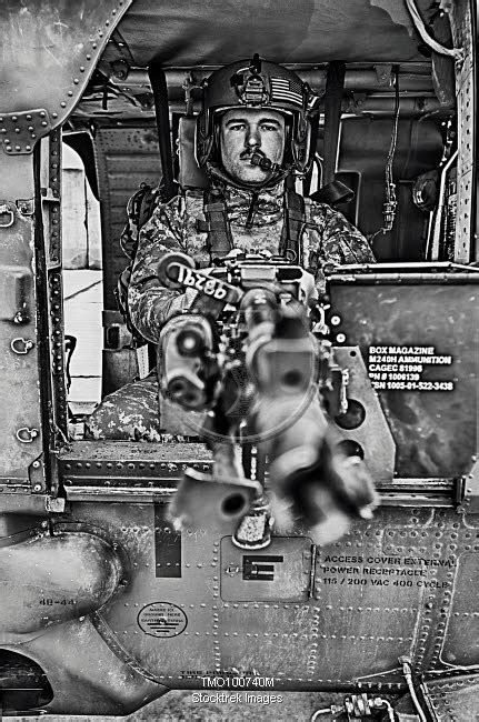 Hdr Image Of A Uh Black Hawk Door Gunner Manning A M Machine Gun