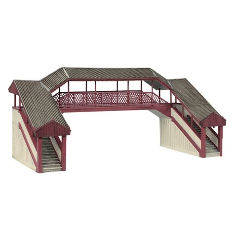 Bachmann Scenecraft R Covered Metal Footbridge Red And Cream Oo