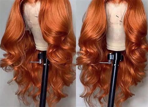 Orange Ginger Human Hair Wig 13x4 Lace Front Wig 100 Virgin Etsy