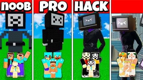 Tv Woman Build Challenge Noob Vs Pro Vs Hacker Vs God Minecraft