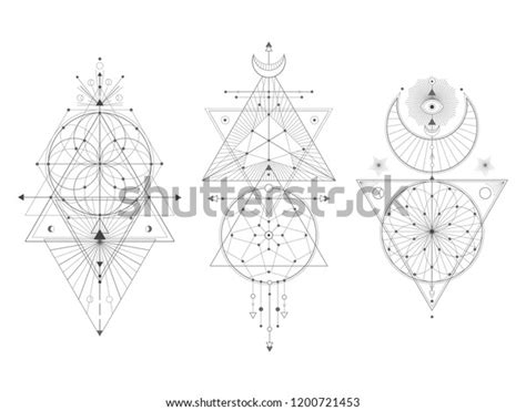 Vector Set Sacred Geometric Symbols On Stock Vector Royalty Free 1200721453 Shutterstock