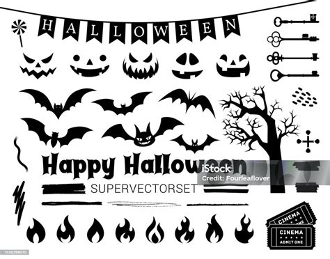 Big Collection Of Happy Halloween Magic Collection Hand Drawn Vector Illustration Stock