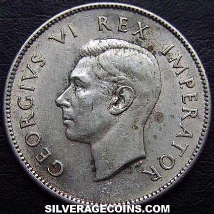 1942 George VI South African Silver 2 Shillings Silver Age Coins