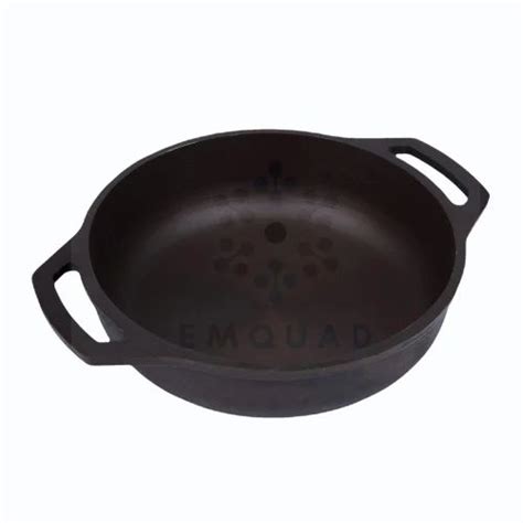 Black Stainless Steel Cast Iron Kadhai Flatbase Inches For