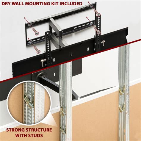 Metal Stud Full Motion TV Wall Mount for 32 to 65 Inch TV’s ...