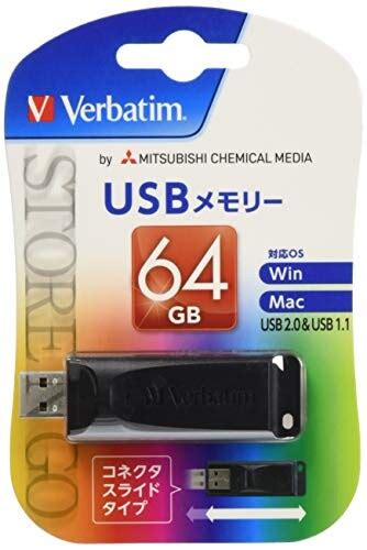 【楽天市場】verbatim Japan バーベイタム Usb20対応スライド式usbメモリー 64gb 黒 Usbs64gvz21コ入