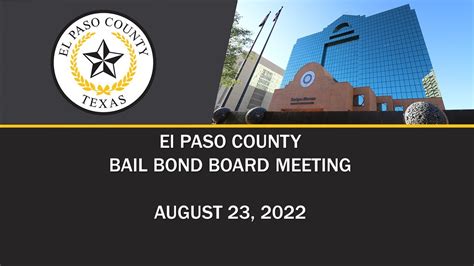 August 23 2022 El Paso County Bail Bond Board Meeting Youtube