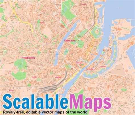 ScalableMaps: Vector map of Copenhagen (center) (classicity city map theme)