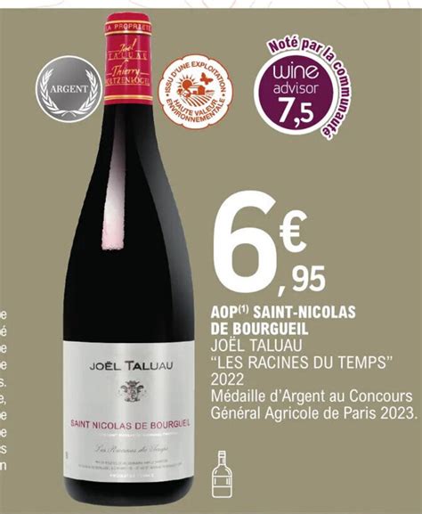 Promo AOP ¹ SAINT NICOLAS DE BOURGUEIL JOËL TALUAU LES RACINES DU