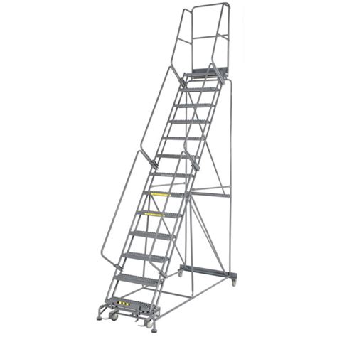 Ballymore M 2000 Series 15 Step Gray Steel Rolling Safety Ladder With