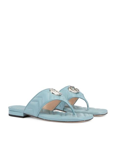 Gucci Leather Double G Thong Sandals In Blue Lyst