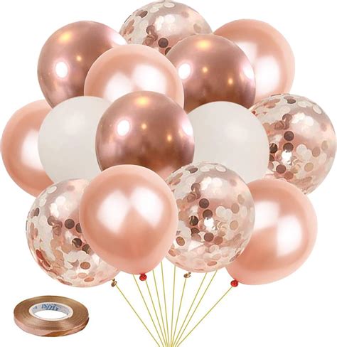 Kalyerparty Rose Gold Balloons 60 Pack Rose Gold Confetti Balloons 12 Inch Rose