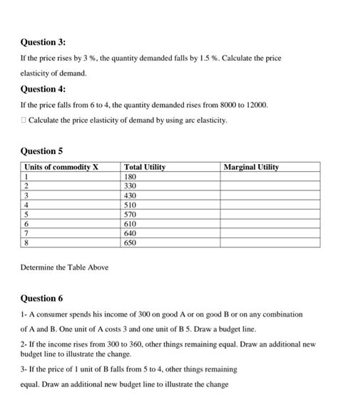 Solved Question 3 If The Price Rises By 3 The Quantity