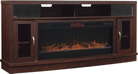 70 Inch Antique Cherry Brown Tv Stand With Fireplace Deerfield Rc