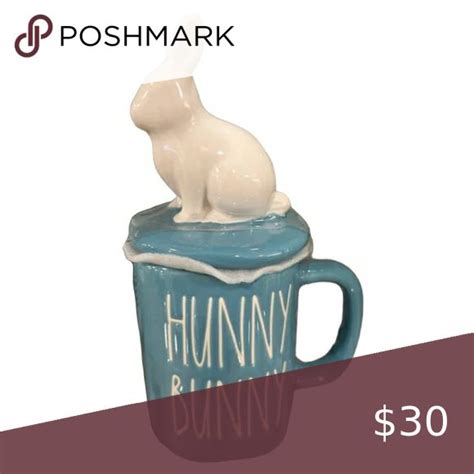 Rae Dunn Easter Hunny Bunny Mug With Rabbit Topper Hunny Bunny Rae