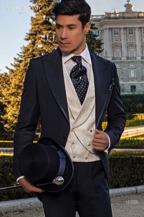 Navy Blue Morning Coat Made To Measure Luxury Wedding Lev Mario Moyano