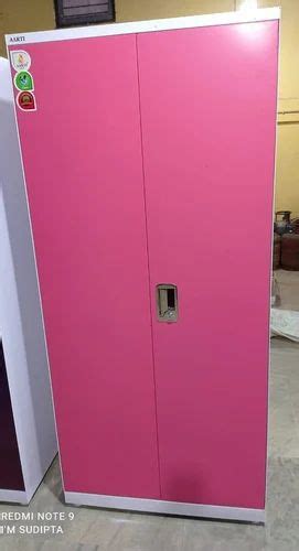 With Locker Pink Double Door Mild Steel Almirah Shelves Without