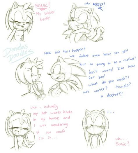 Sonamy Embarrassing Moment By Danielasdoodles Sonic Funny Sonic And Amy Sonic Fan Characters