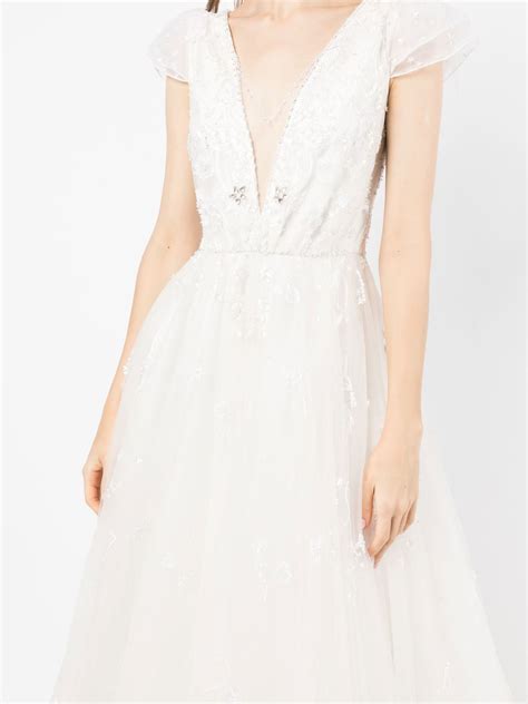 Jenny Packham Charm Sequin Embellished Tulle Gown White Farfetch