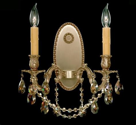 Sconce Collection 13″ W Medium Brass And Crystal Wall Sconce Grand Light