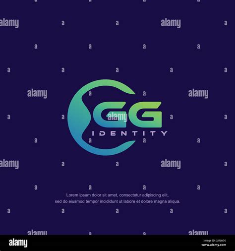 GG Carta inicial línea circular vector plantilla logotipo con color