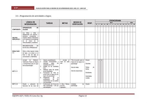 01 Plan De Accion Mejora De Los Aprendizajes Ugel 01 Sjm PDF