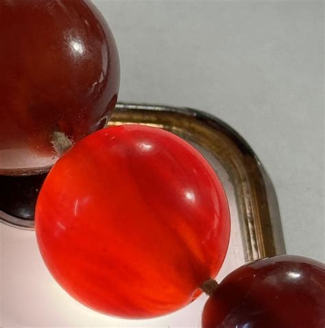 Vintage Cherry Amber Bakelite Graduated Round Beads Gem